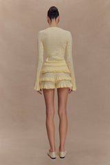 Amy Pointelle Bell Sleeve Cardigan - Lemon