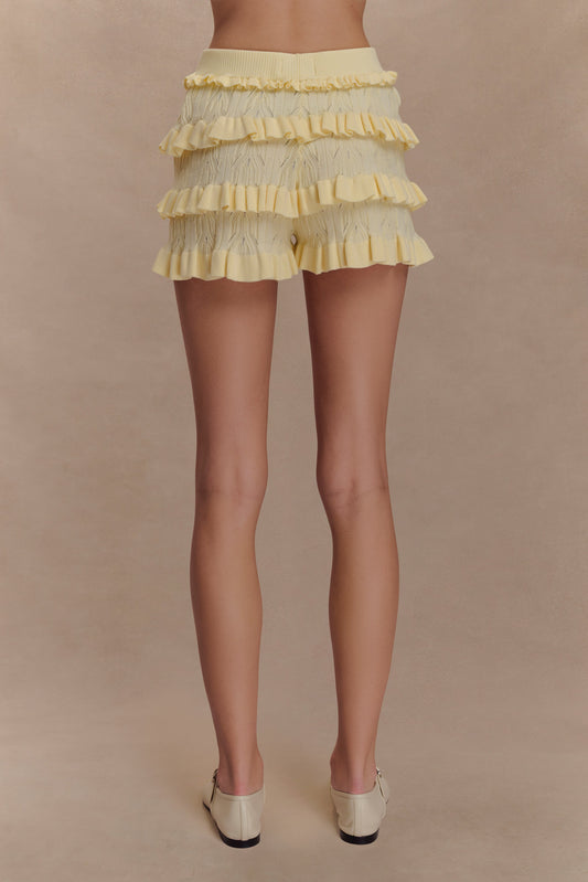Amy Pointelle Knit Frill Bloomers - Lemon