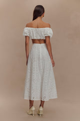 Autumn Off Shoulder Broderie Top - White