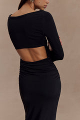 Vienna Slinky Cut Out Maxi Dress - Black