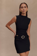 Scheana Stretch Crepe Mini Dress - Black