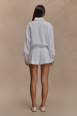 Adia Linen Belted Playsuit - White