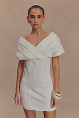 Pascale Off Shoulder Denim Mini Dress - White