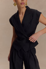 Andina Shortsleeve Linen Top - Black