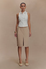 Selene Sleeveless Halter Shirt - White
