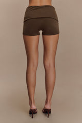 Birdie Fold Over Shorts - Chocolate