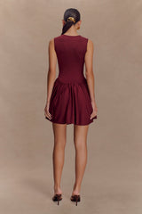 Sharon Scuba Jersey Mini Dress - Wine