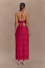 Kensley Broderie Halter Top - Dragonfruit