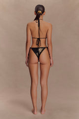Huntleigh Crochet Bikini Top - Black & Gold Sunshine Print