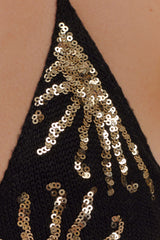 Huntleigh Crochet Bikini Top - Black & Gold Sunshine Print