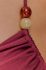 Memphis Beaded Bikini Top - Wine