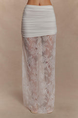 Guinevere Lace And Mesh Maxi Skirt - Ivory