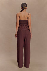 Janayia Cotton Beaded Top - Dark Espresso