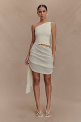 Cali Drape Skirt Knit Mini Dress - Ivory