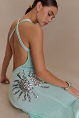 Ellington Knit Maxi Dress With Sequin - Lagoon
