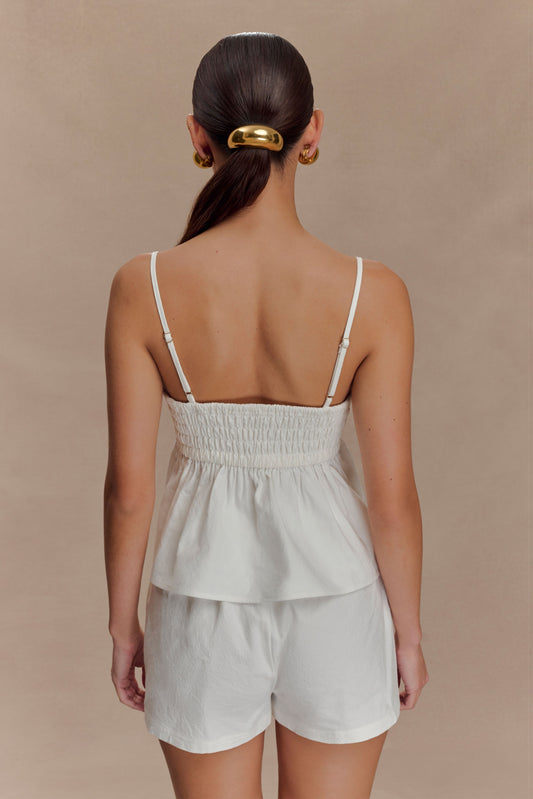 Janayia Cotton Beaded Top - White