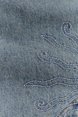 Alessia Embroidered Denim Mini Skirt - Light Vintage