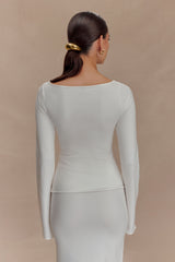 Alejandra Floral Long Sleeve Knit Top - White