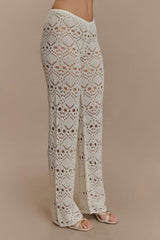 Trena Crochet Knit Pants - Ivory