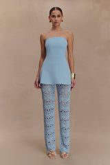 Trena Crochet Knit Pants - Sky Blue