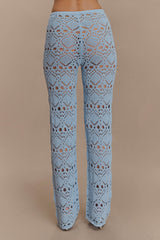 Trena Crochet Knit Pants - Sky Blue
