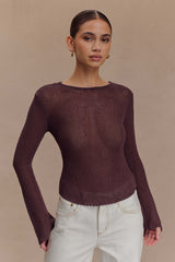Isabella Long Sleeve Knit Top - Chocolate