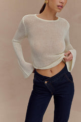 Isabella Long Sleeve Knit Top - White