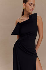 Adalyn One Shoulder Crepe Maxi Dress - Black