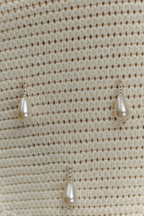 Aletta Knit Pearl Halter Top - Ivory