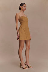 Andy Faux Suede Mini Dress - Camel