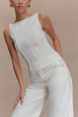 Coraline Panelled Sleeveless Top - White