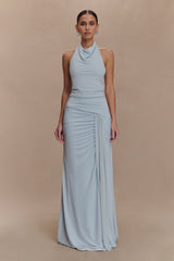 Calandra Slinky Halter Top With Hardware - Pale Blue