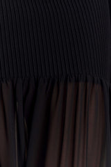 Haille Knit Chiffon Maxi Dress - Black