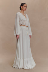 Carlie Chiffon Cross Tie Top - Ivory