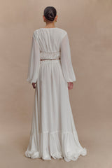 Carlie Chiffon Cross Tie Top - Ivory