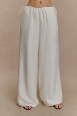 Callum Drawstring Straight Leg Pants - White