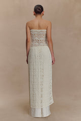 Aeline Strapless Crochet Knit Top - Ivory