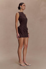 Bexley Draped Mini Dress - Dark Chocolate