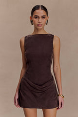 Bexley Draped Mini Dress - Dark Chocolate