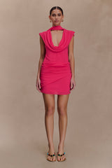 Giulia Chiffon Draped Mini Dress - Raspberry