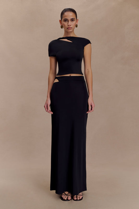 Haven Slinky Twist Midi Skirt - Black