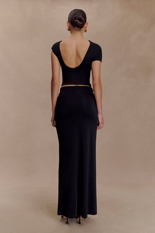 Haven Slinky Twist Midi Skirt - Black