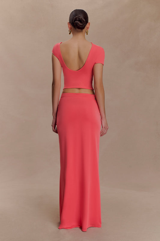 Haven Slinky Twist Midi Skirt - Coral