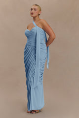 Micaela Chiffon Gathered Maxi Dress - Alaskan Blue