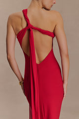 Philippa Knotted Crepe Maxi Dress - Ruby