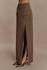 Cassie Column Maxi Skirt - Cacao Brown
