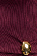 Lola Ribbed Sleeveless Top With Hardware - Burgundy