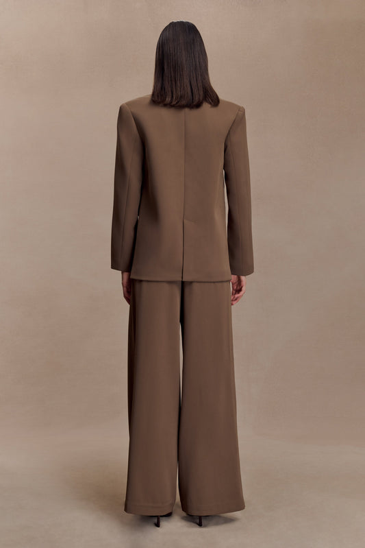 Arlo Wide Leg Suiting Trouser - Cacao Brown