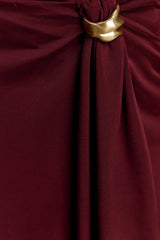 Bridget Slinky Maxi Skirt With Hardware - Burgundy