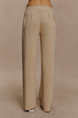 Frannie Gathered Silk Blend Knit Pants - Sand